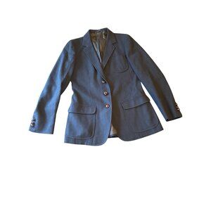 Sachiel Womens Navy Wool Blazer Jacket W/ Notch Pockets & Button Detail Size M